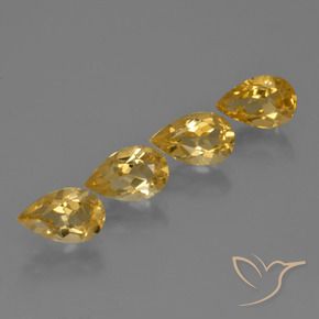 3.16 ctw Golden Citrine Stones, Natural Citrine in Pear Facet Shape for Sale