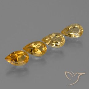 3.03 ctw Golden Citrine Stones, Natural Citrine in Pear Facet Shape for Sale