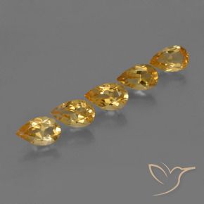 3.56 ctw Golden Citrine Stones, Natural Citrine in Pear Facet Shape for Sale