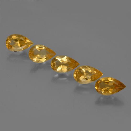 Dorado naranja oscuro Citrina Gema - 0.6ct Corte en forma de pera (ID: 422917)