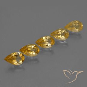3.27 ctw Golden Citrine Stones, Natural Citrine in Pear Facet Shape for Sale