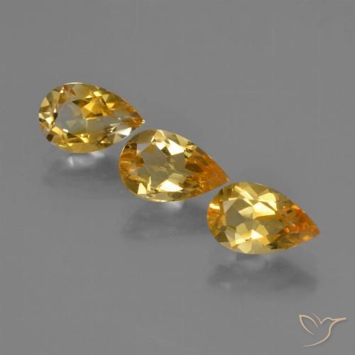 2.25ctw Natural Deep Golden Orange Citrine, Pear Shape, VS