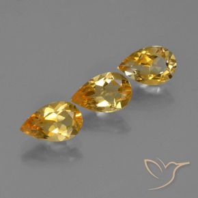 2.25 ctw Golden Citrine Stones, Natural Citrine in Pear Facet Shape for Sale