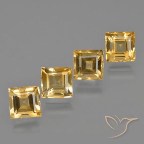 5.06 ctw Golden Citrine Stones, Natural Citrine in Square Facet Shape for Sale