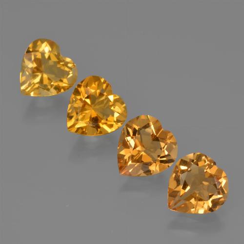 Deep Orange-Gold Citrin Edelstein - 0.9ct Herz facettiert (ID: 423315)