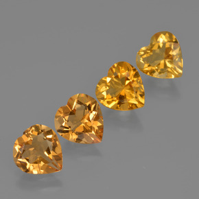 3.62 ctw Golden Citrine Stones, Natural Citrine in Heart Facet Shape for Sale