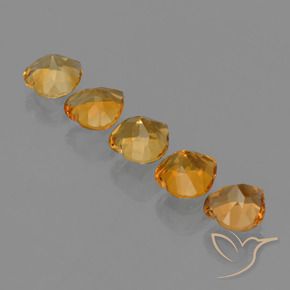 Citrine Gemstones in 6.8 x 6.6 mm Size for Sale, Citrine Stones in Deep Orange-Gold Color