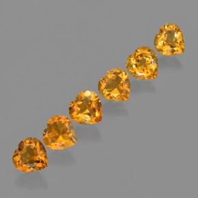 5.49 ctw Golden Citrine Stones, Natural Citrine in Heart Facet Shape for Sale