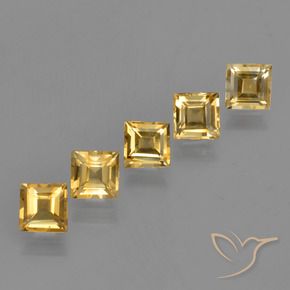 4.77 ctw Golden Citrine Stones, Natural Citrine in Square Facet Shape for Sale