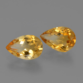2.41 ctw Golden Citrine Stones, Natural Citrine in Pear Facet Shape for Sale