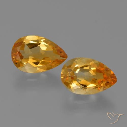 2.30ctw Natural Deep Orange-Gold Citrine, Pear Shape, VS