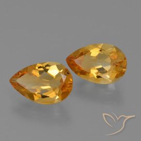 2.30 ctw Golden Citrine Stones, Natural Citrine in Pear Facet Shape for Sale