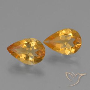 1.90 ctw Golden Citrine Stones, Natural Citrine in Pear Facet Shape for Sale