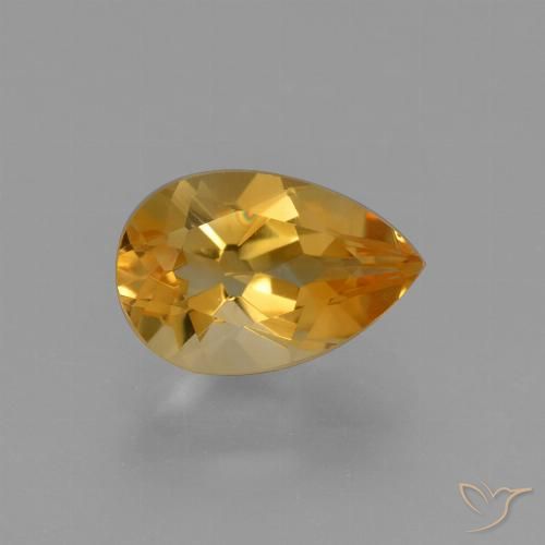 1.25 ct Yellow Citrine, 9 x 6 mm Pear Cut From Brazil, Photo A