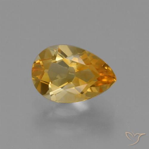 1.28ct Natural Orange-Gold Citrine, Pear Shape, VVS