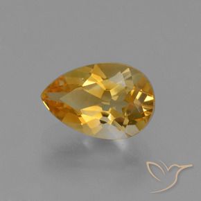 1.28 ct Golden Citrine Stone, Natural Citrine in Pear Facet Shape for Sale