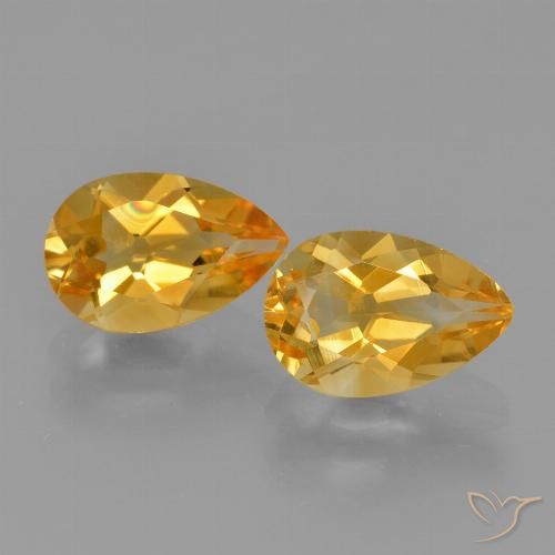 2.3 ct Yellow Citrine, 9 x 6 mm Pear Cut From Brazil, Photo A