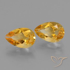 2.30 ctw Golden Citrine Stones, Natural Citrine in Pear Facet Shape for Sale