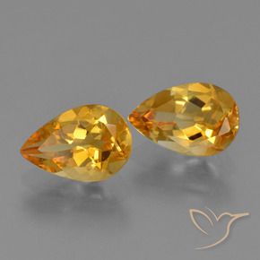 2.11 ctw Golden Citrine Stones, Natural Citrine in Pear Facet Shape for Sale