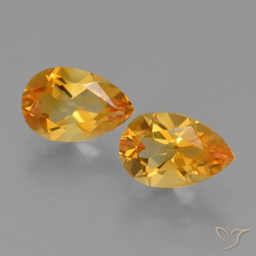 2.38 ctw Golden Citrine Gemstones, Citrine Gems in Pear Facet Shape for Sale.