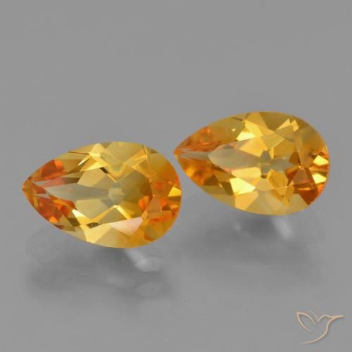 2.38 ctw Golden Citrine Stones, Natural Citrine in Pear Facet Shape for Sale