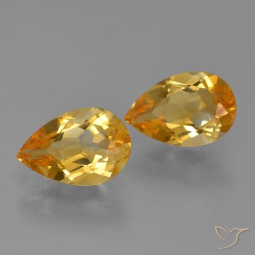 2.33 ctw Golden Citrine Stones, Natural Citrine in Pear Facet Shape for Sale