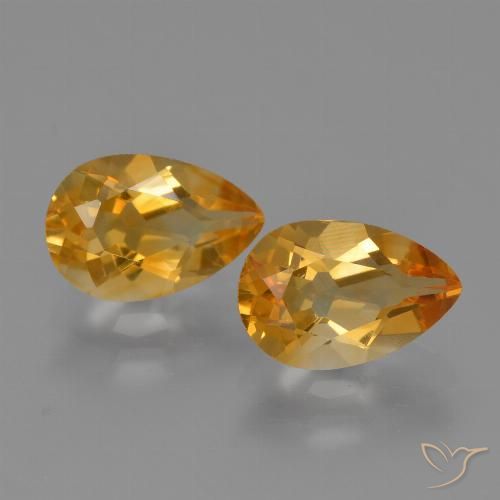 2.37 ct Yellow Citrine, 9 x 6 mm Pear Cut From Brazil, Photo A