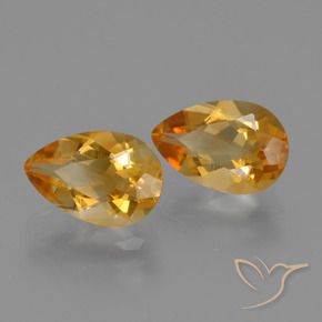 2.37 ctw Golden Citrine Stones, Natural Citrine in Pear Facet Shape for Sale
