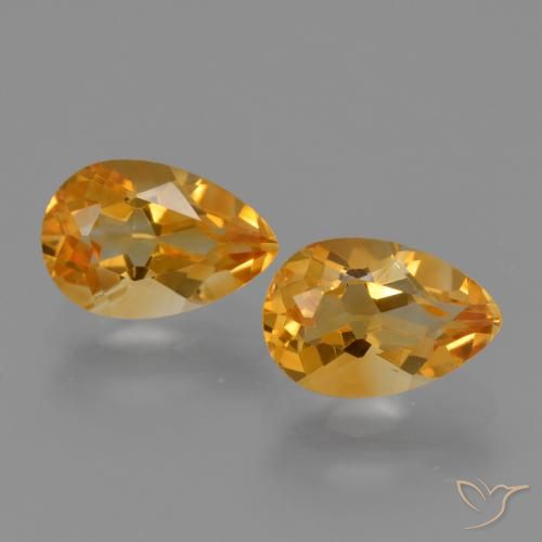 2.45 ct Yellow Citrine, 9 x 6 mm Pear Cut From Brazil, Photo A