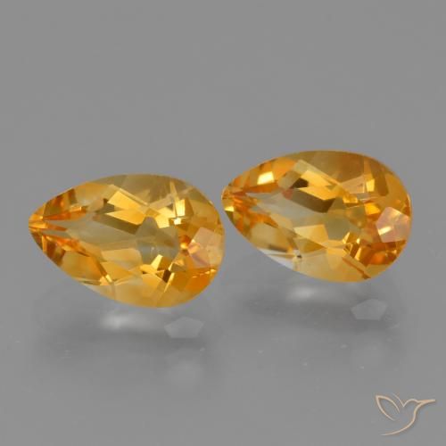 2.45 ctw Golden Citrine Stones, Natural Citrine in Pear Facet Shape for Sale