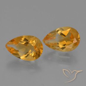 2.27 ctw Golden Citrine Stones, Natural Citrine in Pear Facet Shape for Sale