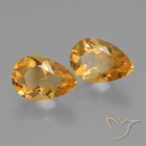 2.24 ctw Golden Citrine Stones, Natural Citrine in Pear Facet Shape for Sale