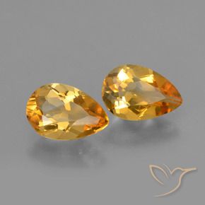 2.23 ctw Golden Citrine Stones, Natural Citrine in Pear Facet Shape for Sale