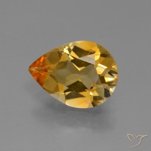 2.10ct Natural Medium-Dark Golden Citrine, Pear Shape, VVS-VS