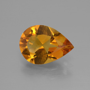 Dark Orange Citrine Gem - 2ct Pear Facet (ID: 427760)