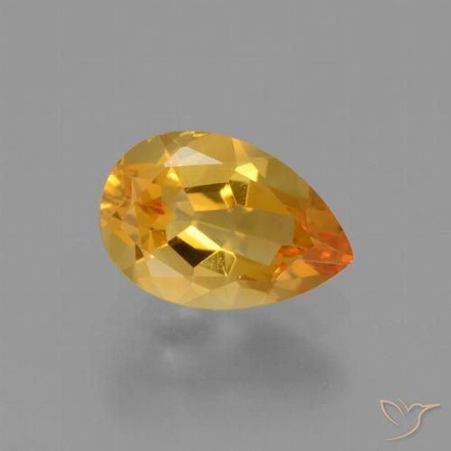 1.17ct Natural Dark Orange-Gold Citrine, Pear Shape, VS