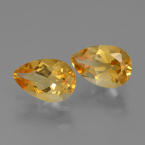 2.26 ctw Golden Citrine Stones, Natural Citrine in Pear Facet Shape for Sale