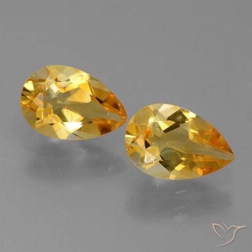 2.17 ct Yellow Citrine, 9.1 x 6 mm Pear Cut From Brazil, Photo A