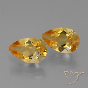 2.17 ctw Golden Citrine Stones, Natural Citrine in Pear Facet Shape for Sale