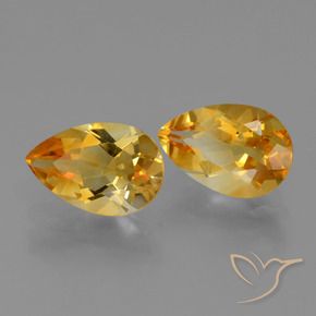 2.32 ctw Golden Citrine Stones, Natural Citrine in Pear Facet Shape for Sale