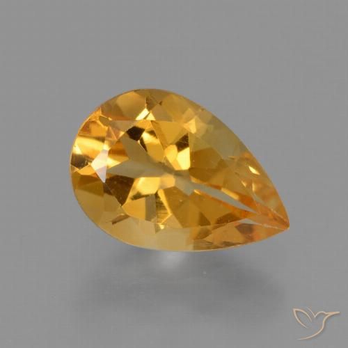 1.09ct Natural Deep Orange-Gold Citrine, Pear Shape, VVS-VS