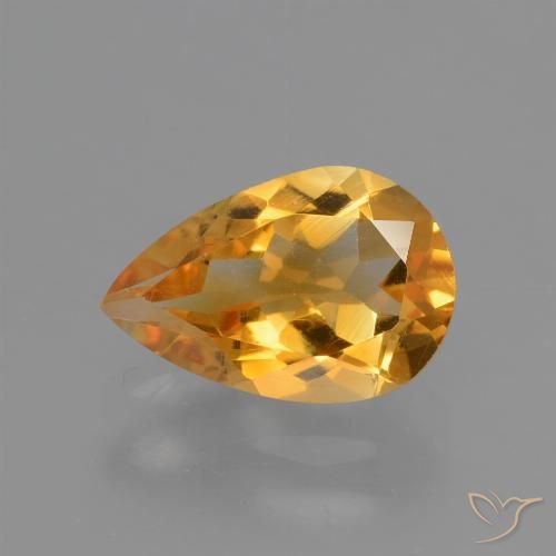 1.24 ct Golden Citrine Gemstone, Citrine Gem in Pear Facet Shape for Sale.