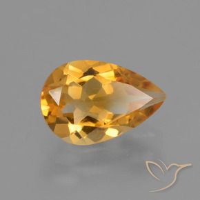 1.24 ct Golden Citrine Stone, Natural Citrine in Pear Facet Shape for Sale