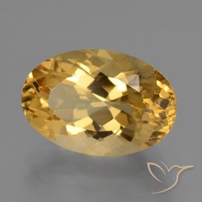7.09 ct Golden Citrine Stone, Natural Citrine in Oval Facet Shape for Sale