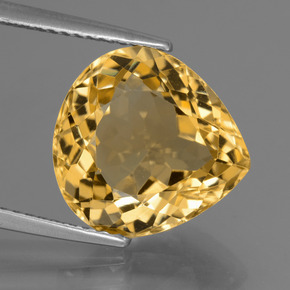 7.10 ct Yellow Citrine Gemstone, Citrine Gem in Pear Facet Shape for Sale.