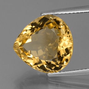 7.10 ct Yellow Citrine Stone, Natural Citrine in Pear Facet Shape for Sale