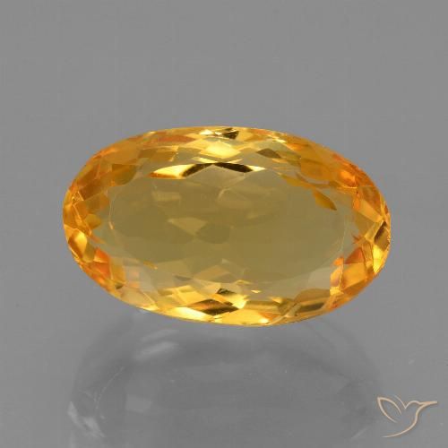 6.11 ct Golden Citrine Gemstone, Citrine Gem in Oval Facet Shape for Sale.