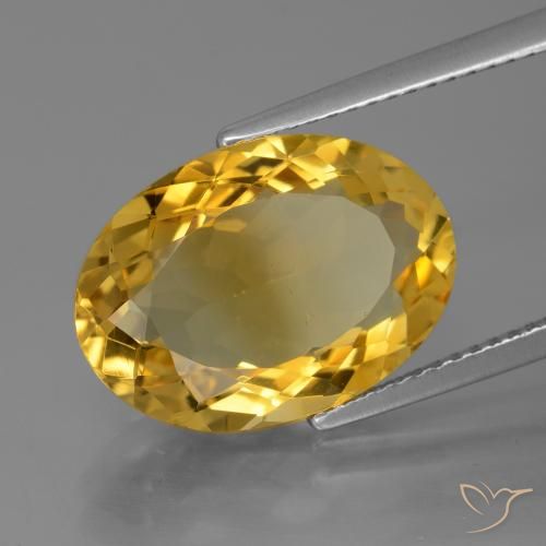 6.80 ct Golden Citrine Stone, Natural Citrine in Oval Facet Shape for Sale