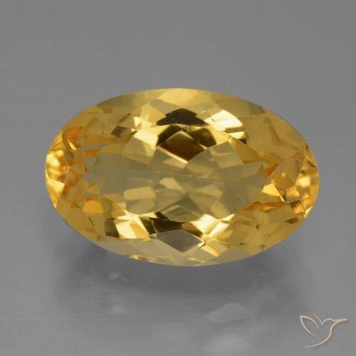 6.41 ct Golden Citrine Gemstone, Citrine Gem in Oval Facet Shape for Sale.