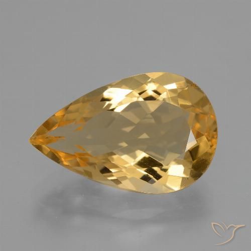5.63ct Natural Golden Citrine, Pear Shape, VVS